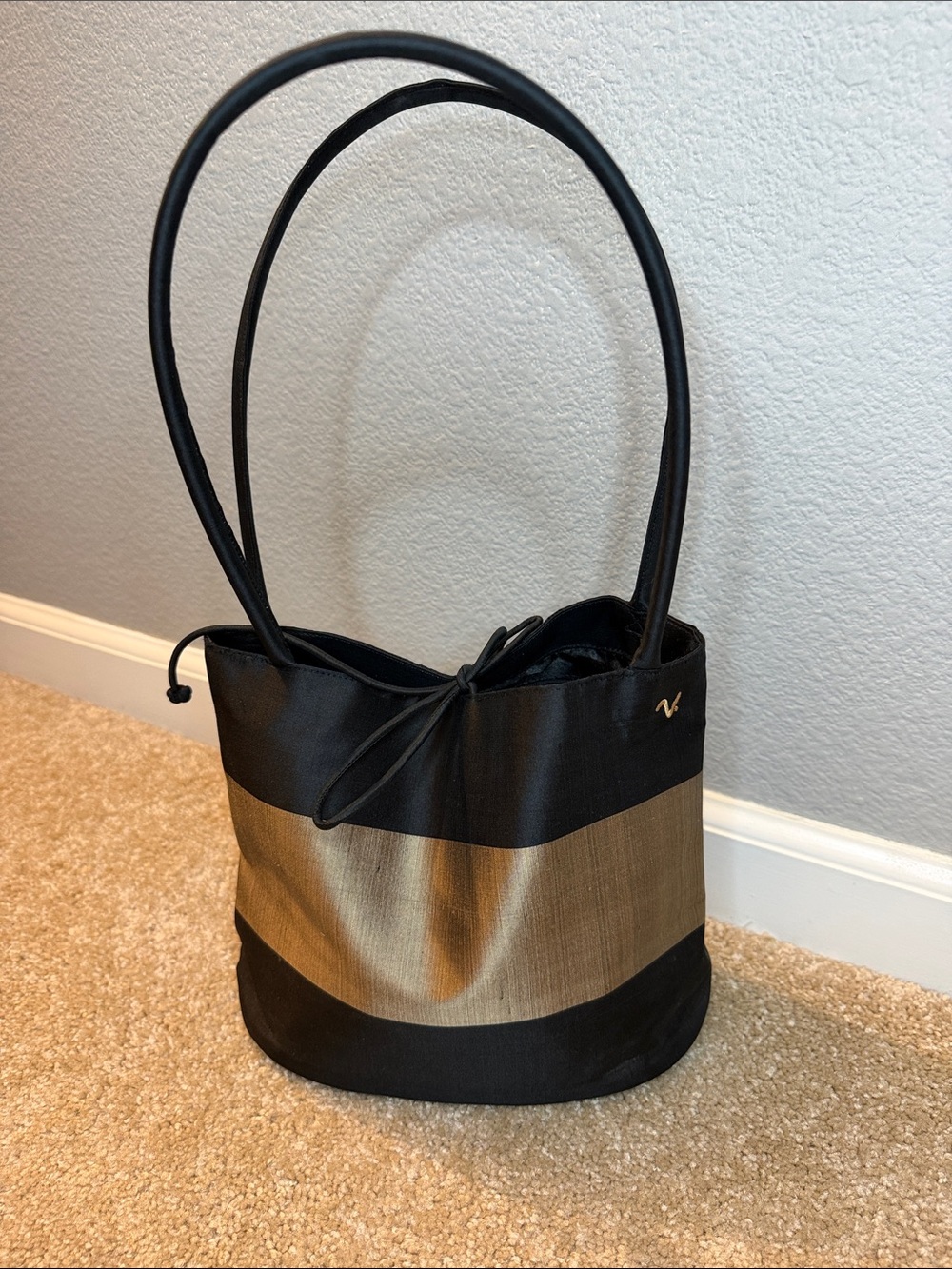 Claire V. Black and Gold Women’s Mini Shoulder Bag Handbag